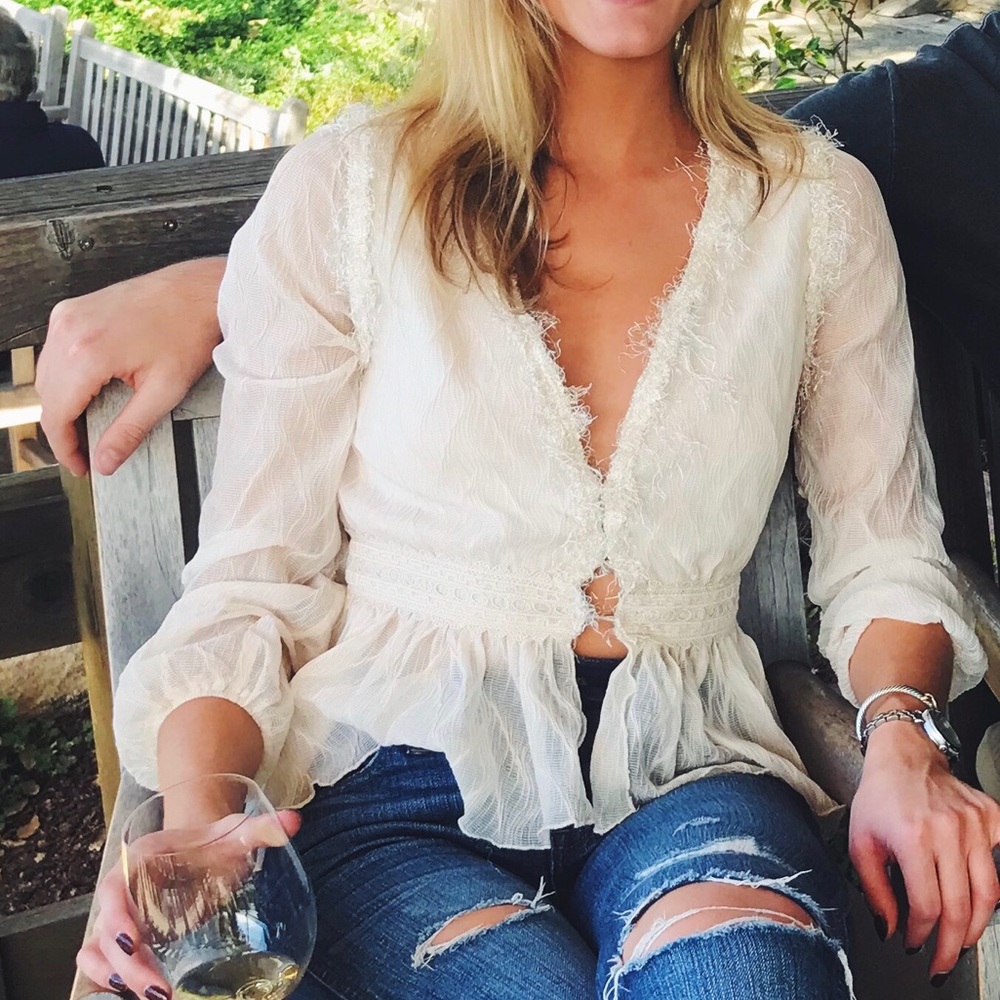 Moon river blush blouse